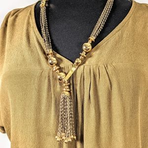 Stella & Dot multi chain tassel lariat necklace